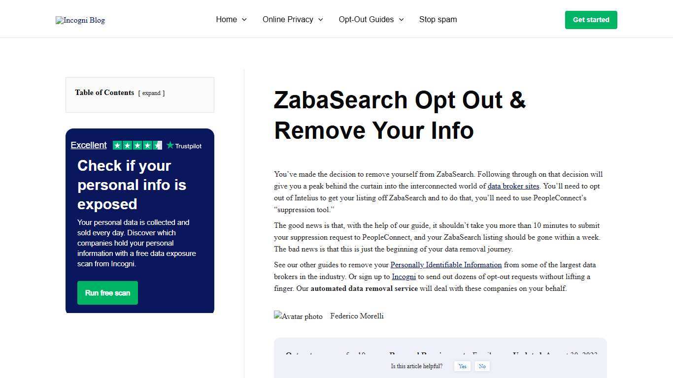 ZabaSearch Opt Out & Remove Your Info [2026] Incogni